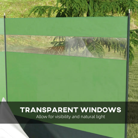 Outsunny Camping Windbreaker with Clear Windows and Steel Poles, for Beach Caravan Campervan, 440 x 140cm, Army Green