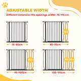 PawHut Wide Dog Safety Gate, with Door Pressure, for Doorways, Hallways, Staircases - Black