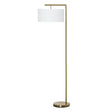 HOMCOM Floor Lamp, Modern Standing Light with Linen Lampshade, Round Base for Living Room, Bedroom, Dining Room, 153cm, Gold and White