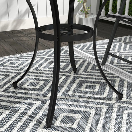 Outsunny Round Aluminium Table, with 50mm Parasol Hole