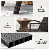 Outsunny Reclining Rattan Lounger, with Extending Footrest - Brown