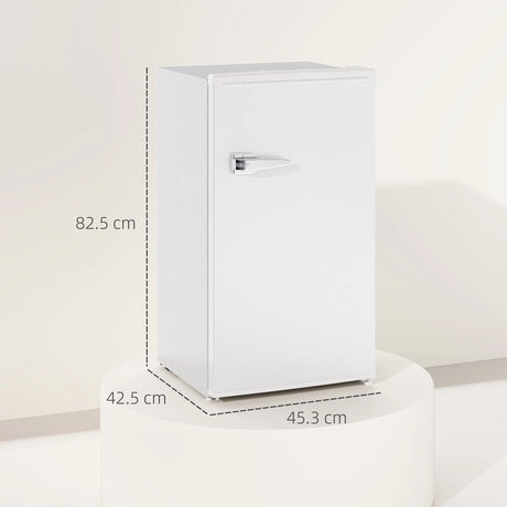 HOMCOM Under Counter Fridge, 85L Small Retro Refrigerator with Chiller Box, Adjustable Thermostat, Glass Shelves, White