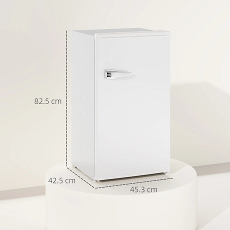 HOMCOM Under Counter Fridge, 85L Small Retro Refrigerator with Chiller Box, Adjustable Thermostat, Glass Shelves, White