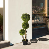 HOMCOM Decorative Artificial Trees Boxwood Ball Topiary Trees in Pot Fake Plants for Home Indoor Outdoor Decor, 90 cm