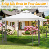 Outsunny 3 x 3m Outdoor Steel Gazebo with 2 Tier Roof, Garden Gazebo Patio Canopy Marquee Shelter with Decorative Steel Frame - Cream