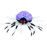 HOMCOM 5FT Long Halloween Inflatable Spider, Hanging Giant Spider with Colourful LED Light, Blow-Up Outdoor LED Garden Display for Lawn, Party