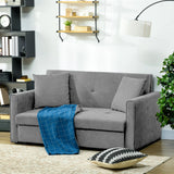 HOMCOM 2 Seater Sofa Bed, Convertible Bed Settee, Modern Velvet Loveseat Sofa Couch with 2 Cushions, Hidden Storage for Living Room, Guest Room, Grey