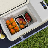 Outsunny 16L Portable Car Fridge, -20 to 10 Adjustable Temperature - Khaki/Grey
