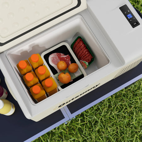 Outsunny 16L Portable Car Fridge, -20 to 10 Adjustable Temperature - Khaki/Grey