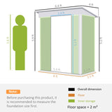 Outsunny 6.5 x 4FT Galvanised Metal Shed with Foundation Kit, Lockable Tool Garden Shed with Double Sliding Doors, Vents, Green