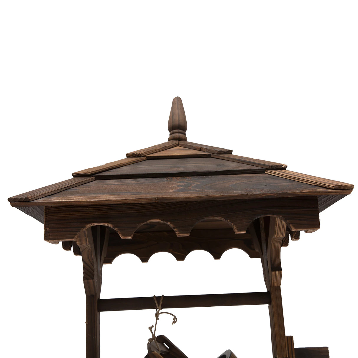 Outsunny Wooden Garden Wishing Well Fountain Barrel Waterfall Rustic Wood with Pump Garden Dcor Ornament