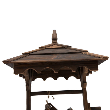 Outsunny Wooden Garden Wishing Well Fountain Barrel Waterfall Rustic Wood with Pump Garden Dcor Ornament