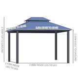 Outsunny Outdoor 3.6 x 3(m) Gazebo Cabana w/ Steel Frame & Net Sidewalls for Privacy