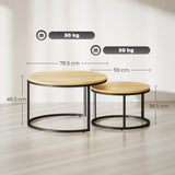 HOMCOM Set of Two Wood-Effect Stacking Tables - Natural