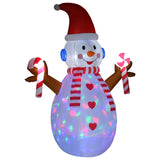 HOMCOM 8ft Christmas Inflatable Snowman with Candy, Rotating Lighted for Home Indoor Outdoor Garden Lawn Decoration Party Prop