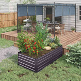 Outsunny Raised Beds for Garden, Galvanised Steel Outdoor Planters with Multi-reinforced Rods, 180 x 90 x 59 cm, Dark Grey