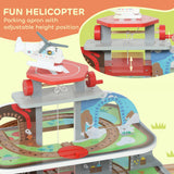 AIYAPLAY 79 Piece Wooden Train Set, Kids Train Track Mine Themed with Crane, Helicopter
