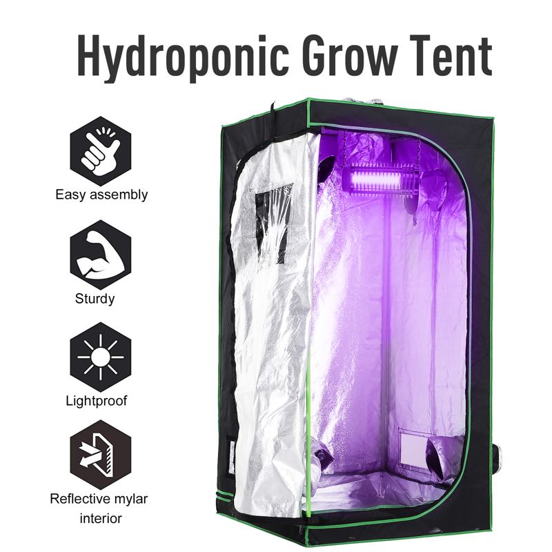 Outsunny Mylar Hydroponic Grow Tent with Adjustable Vents and Floor Tray for Indoor Plant Growing, 80 x 80 x 160cm