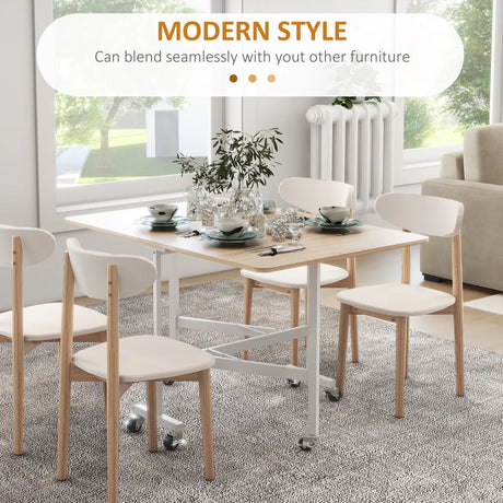 HOMCOM 4-6 Person Drop Leaf Dining Table - Oak