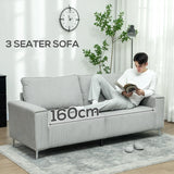 HOMCOM Three-Seater Corduroy - Light Grey