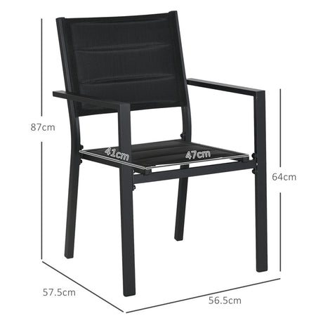 Outsunny Set of Two Aluminium Stacking Garden Chairs - Black