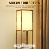 HOMCOM Floor Lamp with Shelves, 4 Layer Standing Lamp with USB Ports, 3 Colour Temperature, Rustic Brown