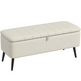 HOMCOM Linen-Look 92 x 31cm Storage Ottoman - Cream White