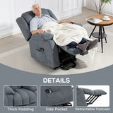 HOMCOM Power Lift Recliner Chair with Massage, Overstuffed Lift Chair for Elderly with Footrest, Remote and Side Pocket, Grey