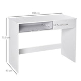 HOMCOM Compact Computer Desk, Study Table with Drawer and Storage Compartment, Writing Workstation, White