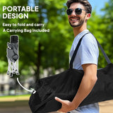 Outsunny Set of 2 Reclining Folding Camping Chair w/ Detachable Footrest, Storage Bag, Cup Holder & Headrest, Lightweight Portable Camp Chair for Beach, Picnic, Grey and Black