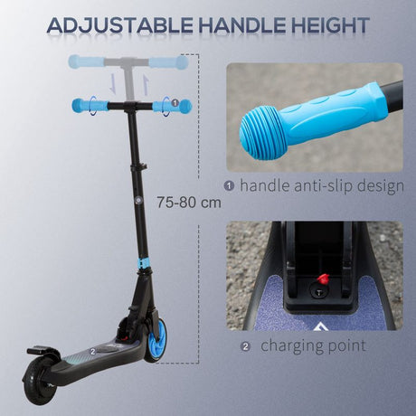 HOMCOM Folding Electric Scooter with Brake, for Ages 6+ Years, 8km/h Maximum Speed, Blue