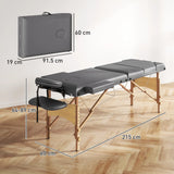 HOMCOM Adjustable Folding Massage Table - Grey