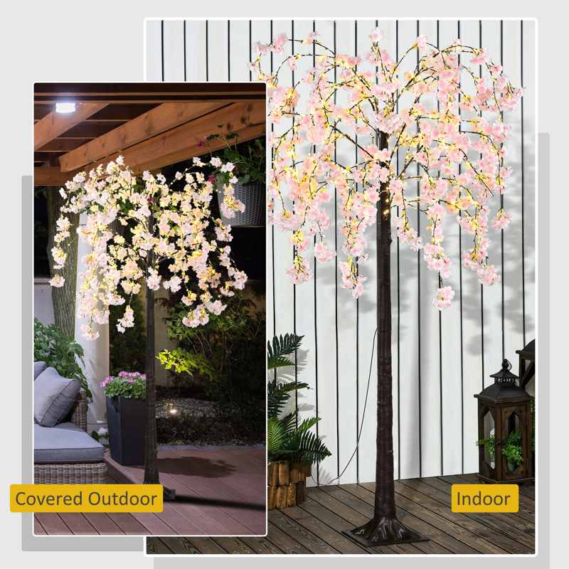 HOMCOM 450 LED Light Decorative Artificial Blossom Tree - Pink