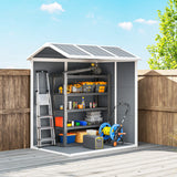 Outsunny 4 x 6ft Garden Shed, Plastic Shed with Floor, Window, Lockable Door and Vents, Resin Tool Shed for Outdoor Patio Storage, Zero Maintenance, Grey