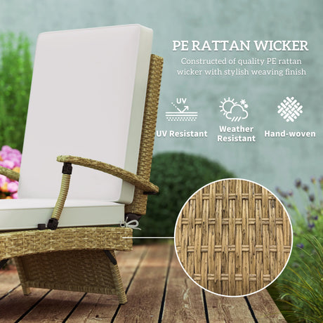 Outsunny 80 Reclining Rattan Lounger - White/Beige