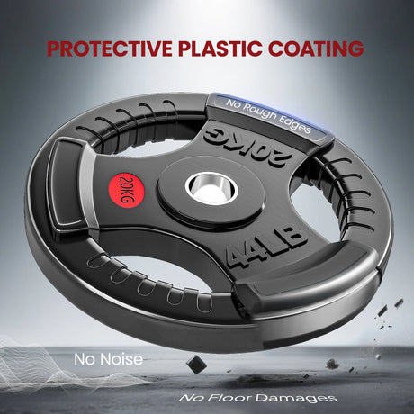 SPORTNOW Olympic Weight Plate, 2"/5cm Weight Disc with Tri-Grips, 20kg Dumbbell Plate for Weightlifting and Strength Training Home Gym Fitness Workout, Black