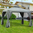 Outsunny 3 x 3 m Garden Gazebo Double Roof Marquee Patio Wedding Party Tent Canopy Shelter with Sidewalls, (Dark Grey)