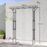 Outsunny Garden Arch, PE-Coated Steel Arbour Trellis for Climbing Plants, Rose Arch, 180 x 40 x 215 cm, Black