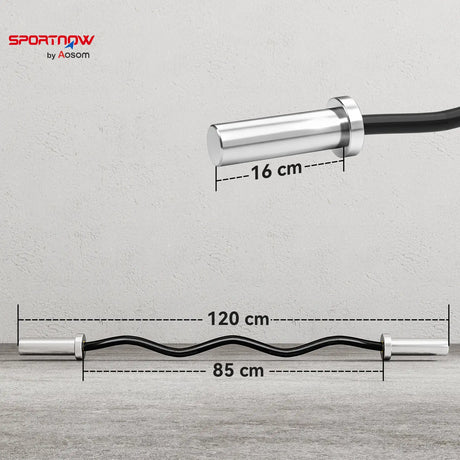 SPORTNOW 4ft Olympic EZ Curl Bar, Barbell Bar for 2" Weight Plates with Non-Slip Hand Grip 120cm