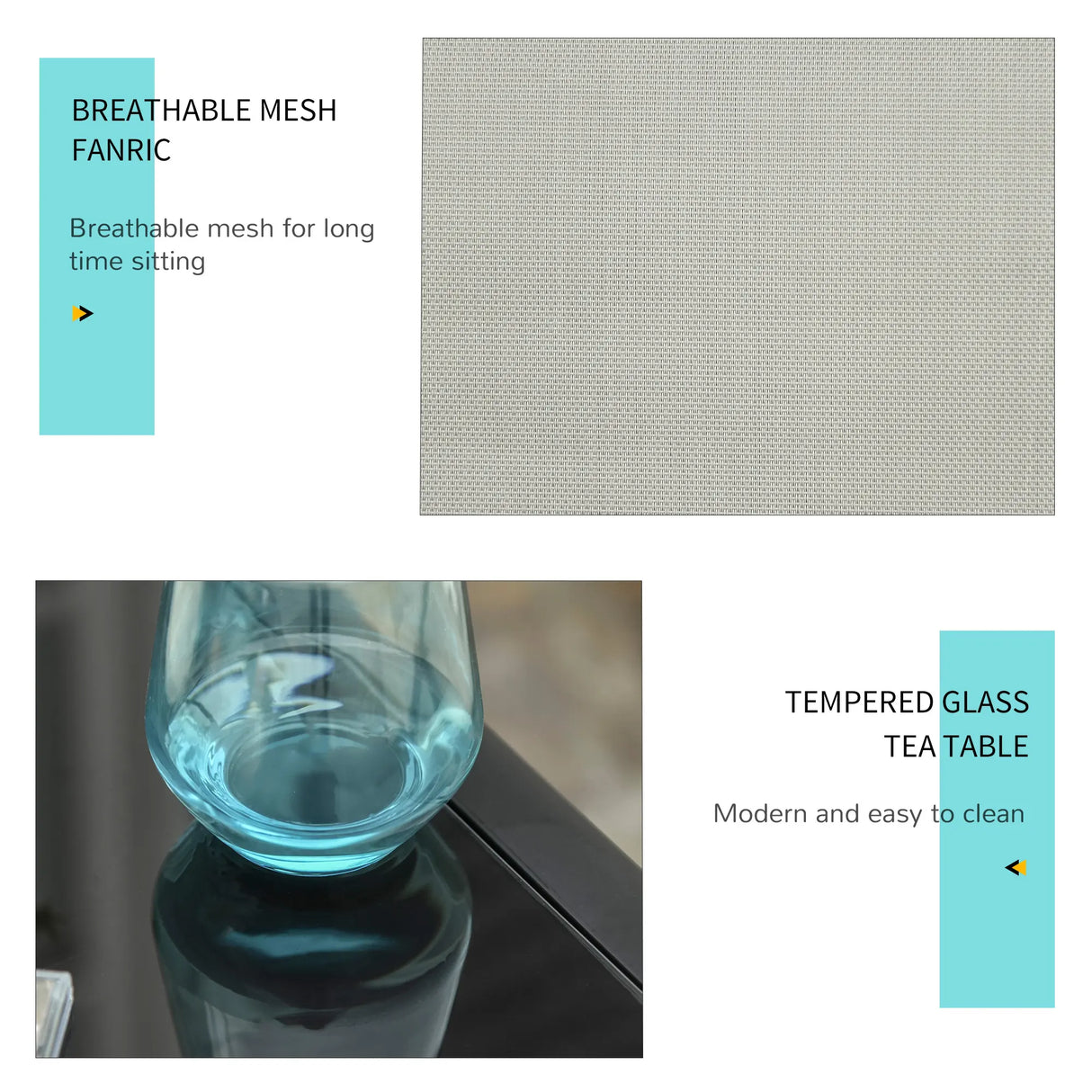 Outsunny 3 Pieces Sun Lounger Chair Set, Metal Frame Garden Outdoor Sunbathing Chair with Side Table and Armrest, Grey