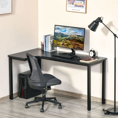 HOMCOM L-Shaped Gaming Desk, Computer Corner Desk, Home Office Workstation with Cable Management, 145 x 81 x 76cm, Black, Left