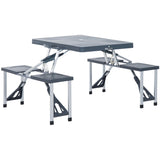 Outsunny Camping 4-Seat Table Set W/Chairs-Black/Grey