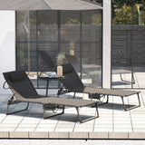 Outsunny Set of Two Sun Loungers, with Five-Position Reclining Backs - Black