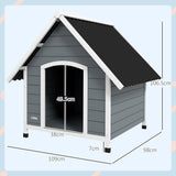PawHut Outdoor Dog Kennel, Wooden Dog House, with Removable Floor, Anti-Corrosion Wood, for Large Dogs, 106.5H x 110W x 98Dcm