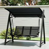 Outsunny 3 Seater Swing Chair, Garden Swing Bench with Adjustable Tilting Canopy, Breathable Mesh Seat 360 kg Capacity, Grey