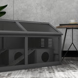 PawHut Hamster Cage, Wooden Small Animal Cage for Gerbils, Mice w/ Suspension Bridge, Openable Top, Hut, 85 x 45 x 44cm - Grey