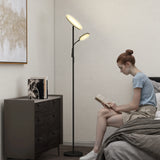 HOMCOM LED Floor Lamp for Living Room, Stepless Dimmable Standing Lamp, Mother and Child Uplighter with Reading Light, 4 Scene Modes, 2700K-6500K Colour Temps, 4 Brightness Levels, Remote Control