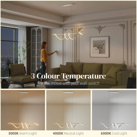 HOMCOM Pendant Light with 3 Colour Temperatures - Silver Tone