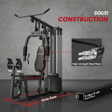 SPORTNOW Weights Machine, Multi Gym with 45kg Weight Stack, Compact Home Gym Leg Press Machine for Full Body Training