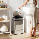 HOMCOM 50L Stainless Steel Sensor Bin - Silver Tone